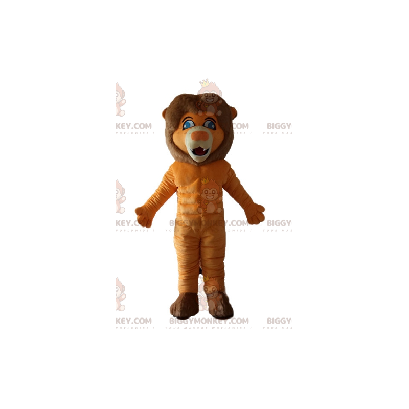 BIGGYMONKEY™ Orange and Brown Lion Blue Eyes Mascot Costume -