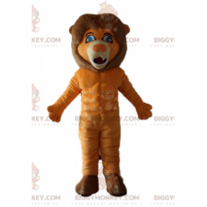 BIGGYMONKEY™ oranje en bruin leeuwblauwe ogen mascottekostuum -