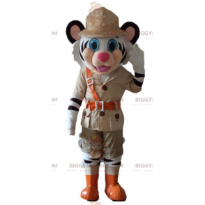 Costume de mascotte BIGGYMONKEY™ de tigre blanc et noir en