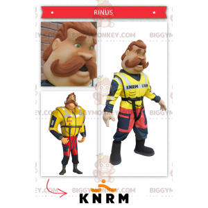 Costume de mascotte BIGGYMONKEY™ de pompier de sauveteur côtier