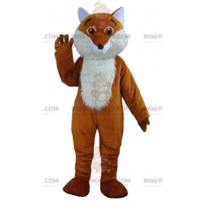 Fantasia de mascote BIGGYMONKEY™ peluda fofa laranja e raposa