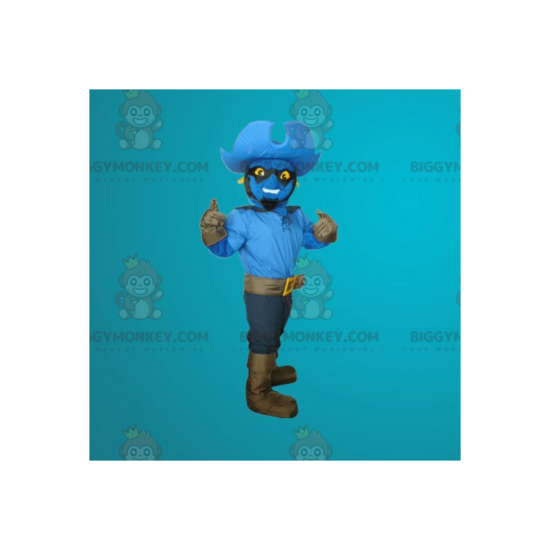 BIGGYMONKEY™ Mascot Costume Blue Man Dressed As A Cowboy -