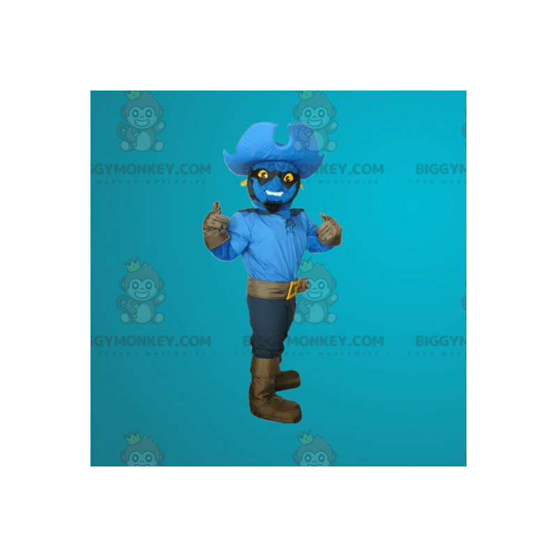 Traje de mascote BIGGYMONKEY™ Homem azul vestido de caubói –