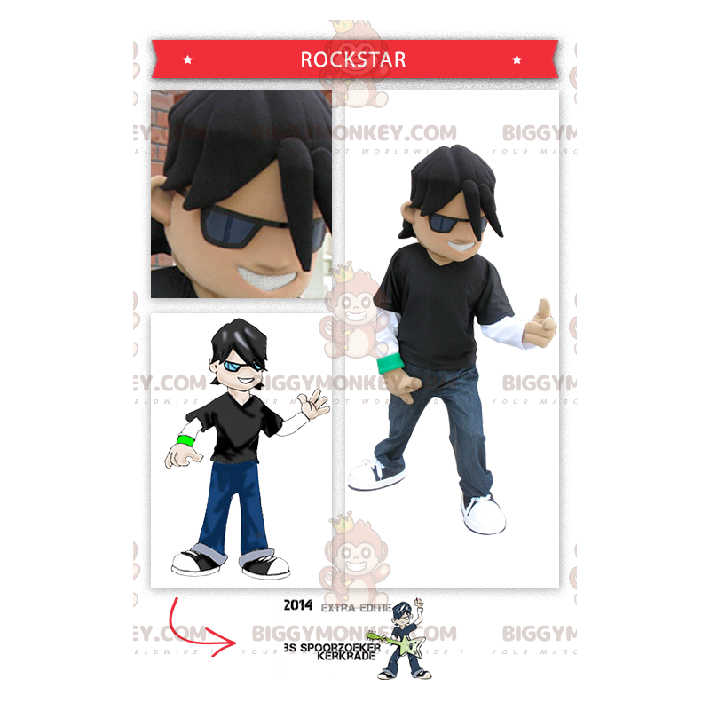 Costume da mascotte da giovane Rocker Rockstar BIGGYMONKEY™ -