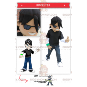 Costume de mascotte BIGGYMONKEY™ de rockstar de jeune rockeur -