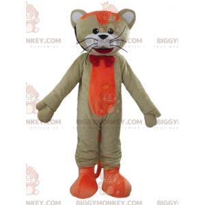 BIGGYMONKEY™ Big Cat maskottiasu Värikäs oranssi ja valkoinen