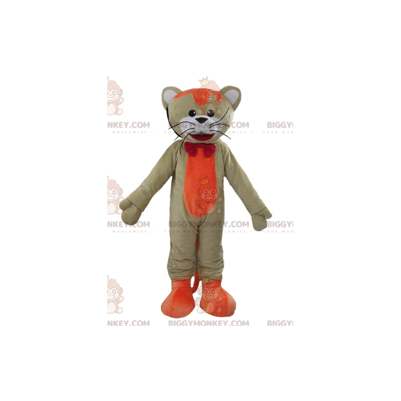 BIGGYMONKEY™ Big Cat mascottekostuum Kleurrijk oranje en wit