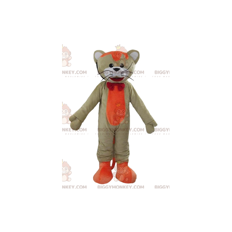 BIGGYMONKEY™ Big Cat maskotkostume Farverigt orange og hvidt