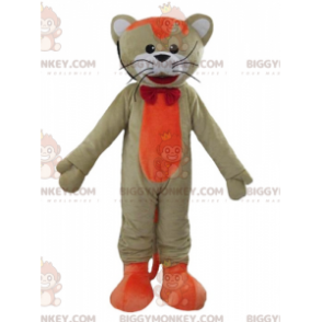 BIGGYMONKEY™ Big Cat mascottekostuum Kleurrijk oranje en wit