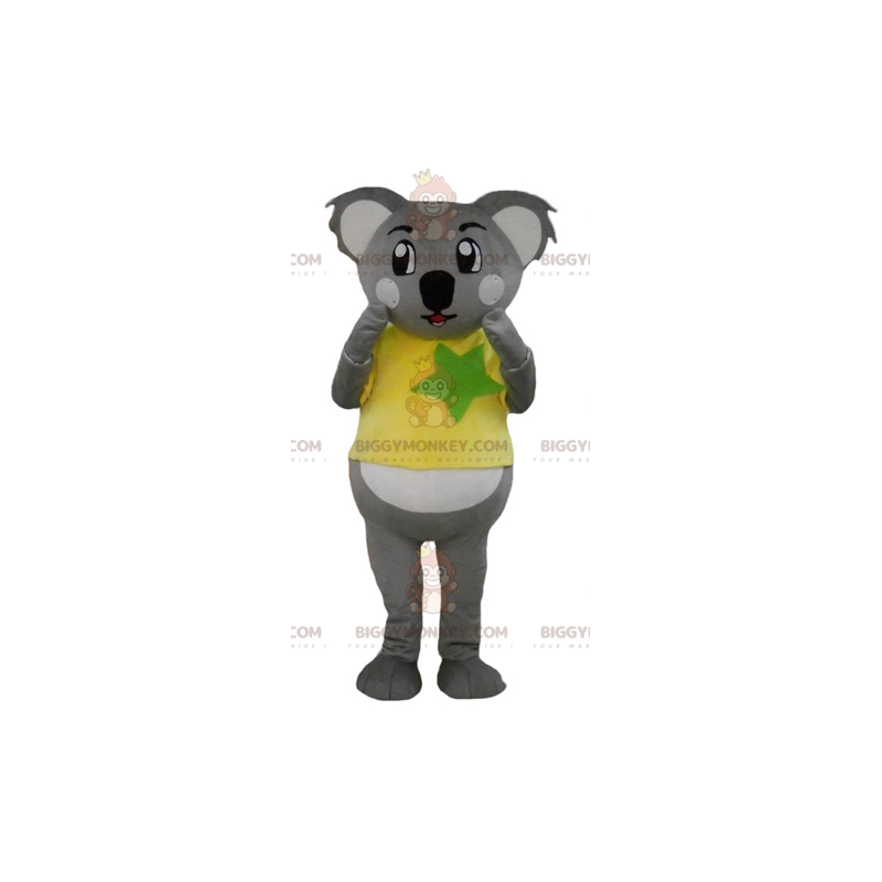 Traje de mascote BIGGYMONKEY™ de coala cinza e branco com