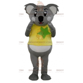 Traje de mascote BIGGYMONKEY™ de coala cinza e branco com