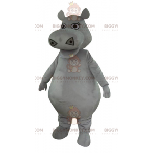 Söpö Fat Plump Grey Hippo Mascot -asu BIGGYMONKEY™ -