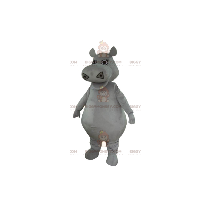 Costume de mascotte BIGGYMONKEY™ de gros hippopotame gris dodu