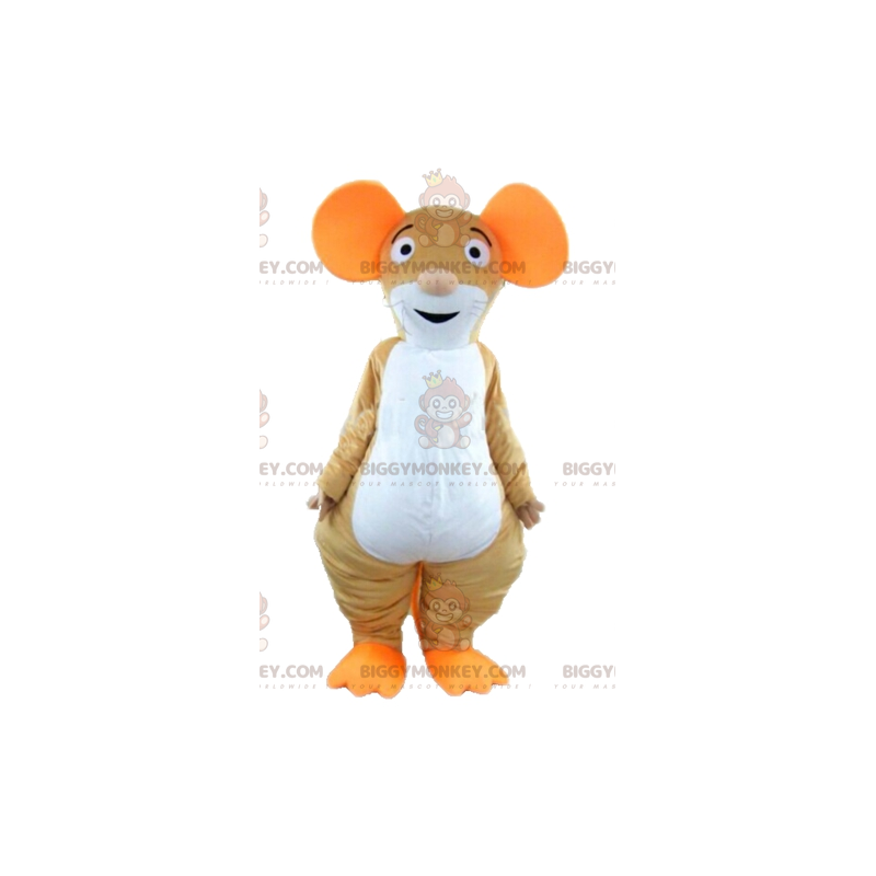 Costume mascotte BIGGYMONKEY™ topo marrone arancione e bianco -