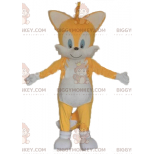 Costume de mascotte BIGGYMONKEY™ de chat de renard jaune et
