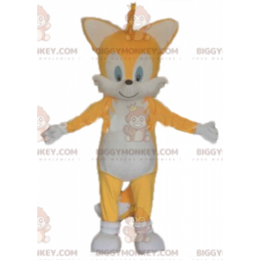 Costume mascotte BIGGYMONKEY™ gatto volpe giallo e bianco -