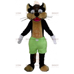 BIGGYMONKEY™ Mascottekostuum van zwarte wolf en bruine kat met