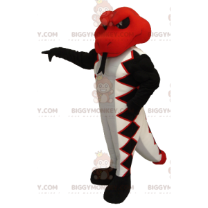 Costume da mascotte BIGGYMONKEY™ serpente rosso bianco e nero -
