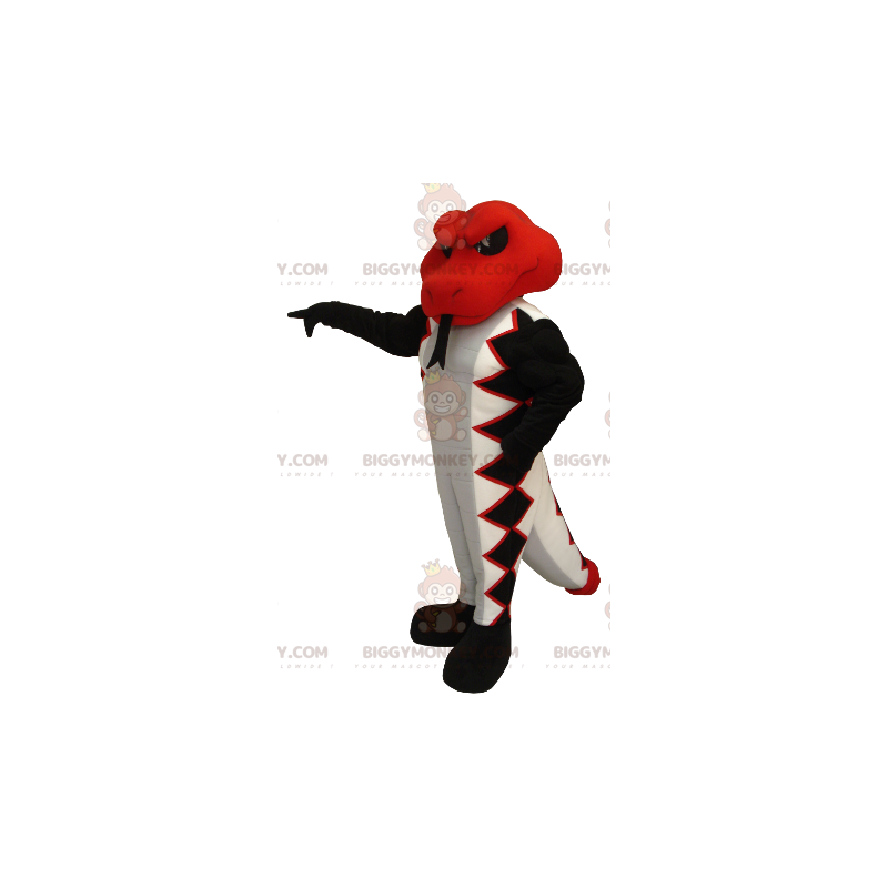 Costume da mascotte BIGGYMONKEY™ serpente rosso bianco e nero -