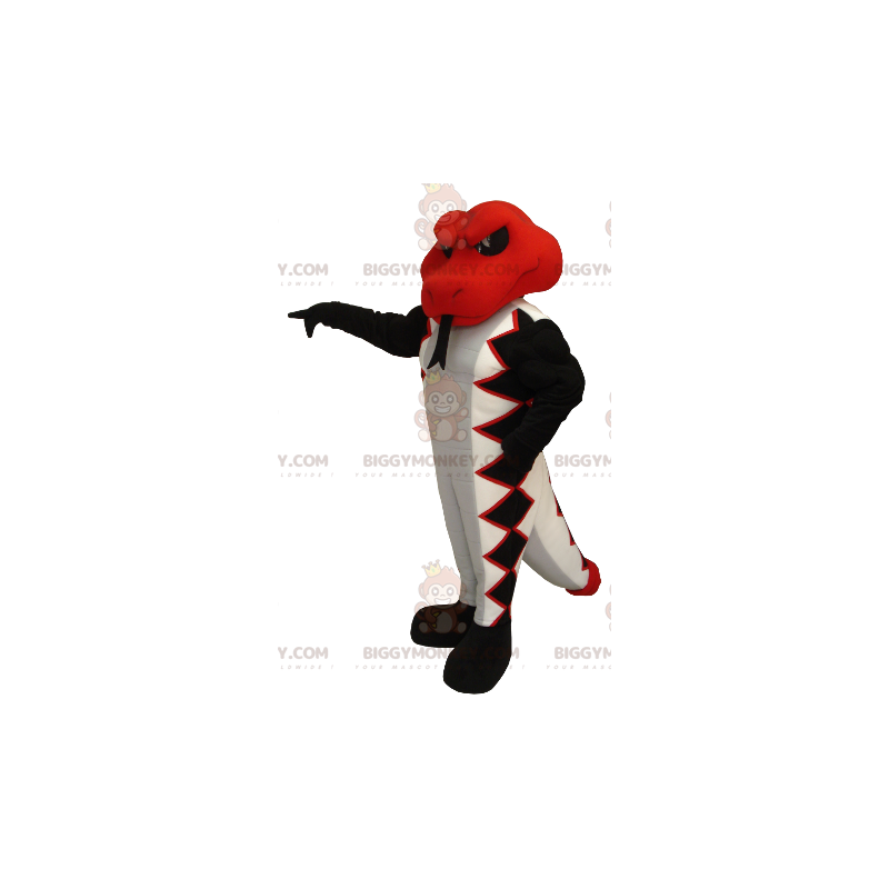 Punainen valkoinen ja musta Snake BIGGYMONKEY™ maskottiasu -
