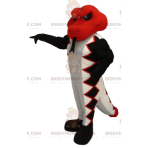 Costume da mascotte BIGGYMONKEY™ serpente rosso bianco e nero -