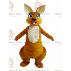 Costume de mascotte BIGGYMONKEY™ de kangourou orange et blanc