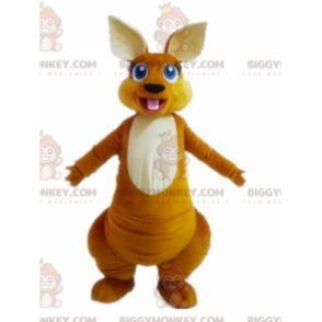 Costume de mascotte BIGGYMONKEY™ de kangourou orange et blanc