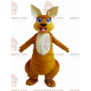 Orange og hvid kænguru blå øjne BIGGYMONKEY™ maskot kostume -