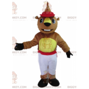 Costume de mascotte BIGGYMONKEY™ de castor marron et jaune en