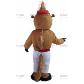 Costume de mascotte BIGGYMONKEY™ de castor marron et jaune en