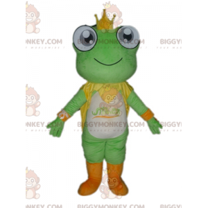 Costume de mascotte BIGGYMONKEY™ de grenouille verte blanche et