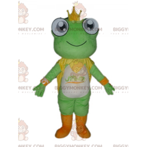 Traje de mascote de sapo laranja verde branco BIGGYMONKEY™ –