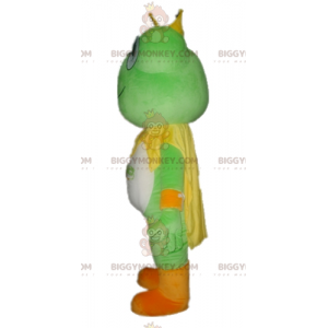 Disfraz de mascota BIGGYMONKEY™ de rana verde, blanca y naranja