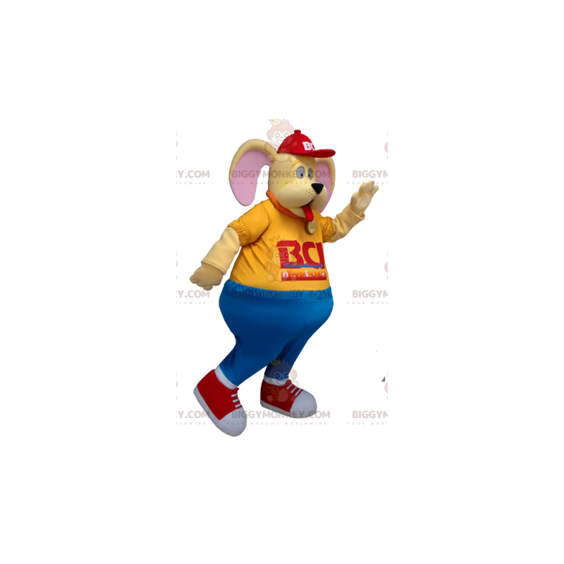 Traje de mascote engraçado de cachorro amarelo BIGGYMONKEY™ –