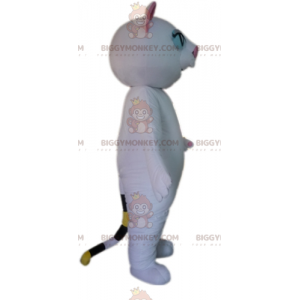 BIGGYMONKEY™ Costume da mascotte gatto bianco e rosa dagli