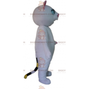 BIGGYMONKEY™ Costume da mascotte gatto bianco e rosa dagli