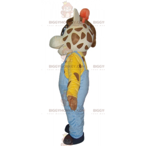 Costume da mascotte giraffa BIGGYMONKEY™ con tuta blu -