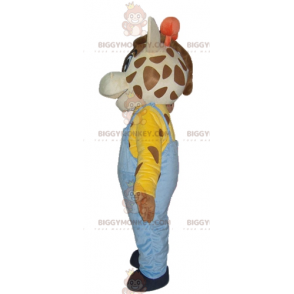 Costume de mascotte BIGGYMONKEY™ de girafe avec une salopette