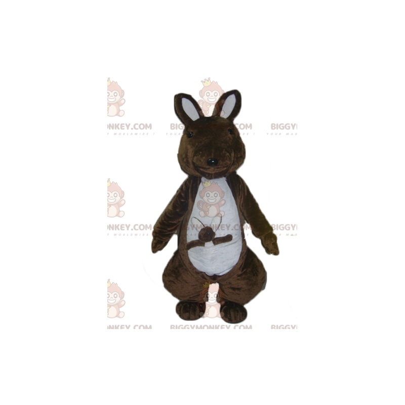 Brown and White Kangaroo with Baby BIGGYMONKEY™ Mascot Costume