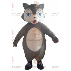 BIGGYMONKEY™ Traje de mascote roliço e fofo de lobo cinza e
