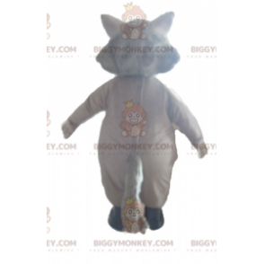 BIGGYMONKEY™ Plump and Cute Gray and Pink Wolf Mascot Costume -