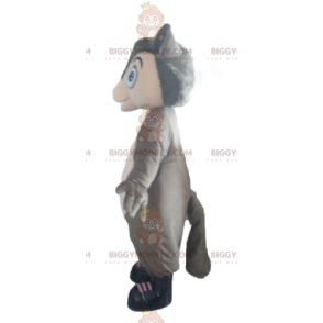 BIGGYMONKEY™ Plump and Cute Gray and Pink Wolf Mascot Costume –