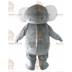 Morbido costume da mascotte koala bianco e grigio paffuto