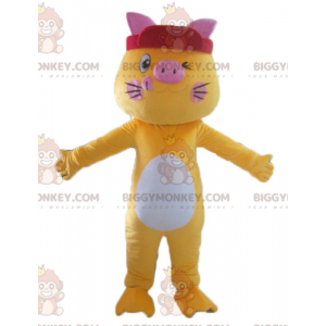 Disfraz de mascota BIGGYMONKEY™ de gato amarillo, blanco y