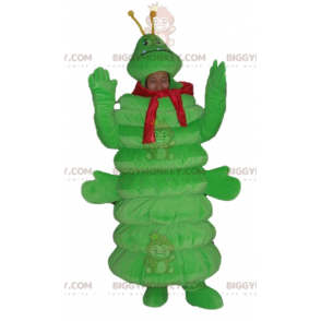 Traje de mascote BIGGYMONKEY™ Lagarta gigante verde com lenço