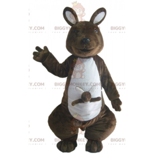 Brown and White Kangaroo with Baby BIGGYMONKEY™ Mascot Costume