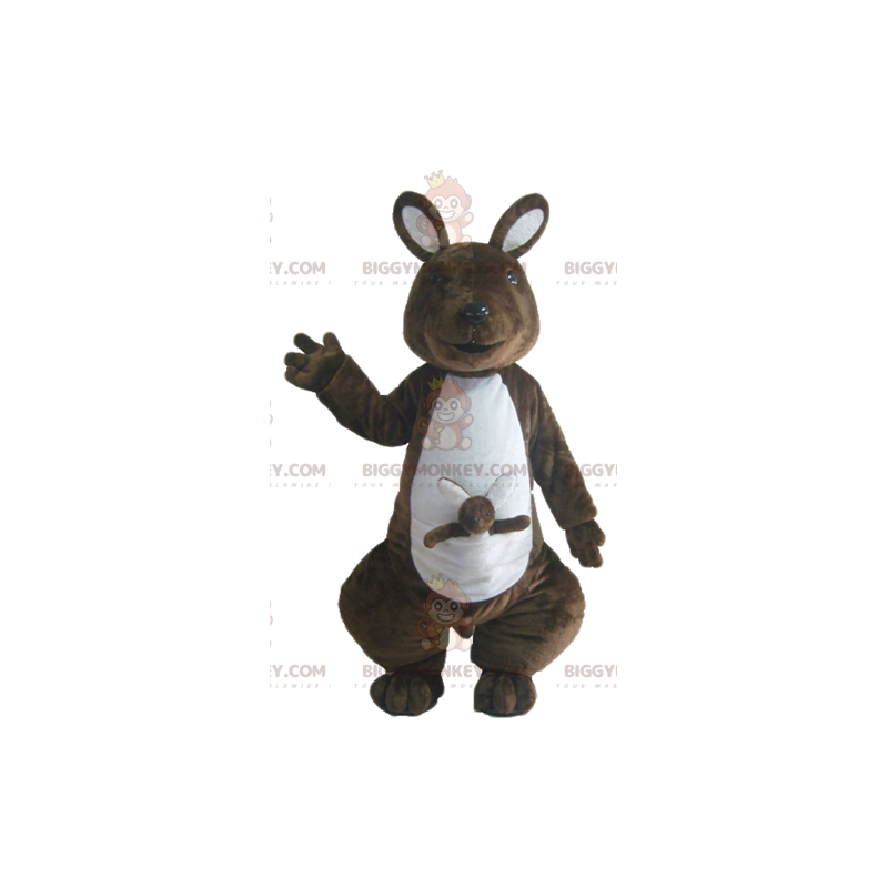 Brown and White Kangaroo with Baby BIGGYMONKEY™ Mascot Costume