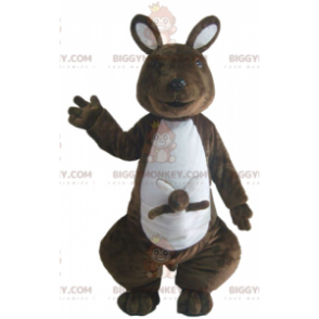 Costume de mascotte BIGGYMONKEY™ de kangourou marron et blanc