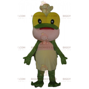 BIGGYMONKEY™ Costume da mascotte rana verde giallo e rosa con