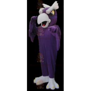 Traje de mascote de pássaro BIGGYMONKEY™ de abutre roxo e cinza